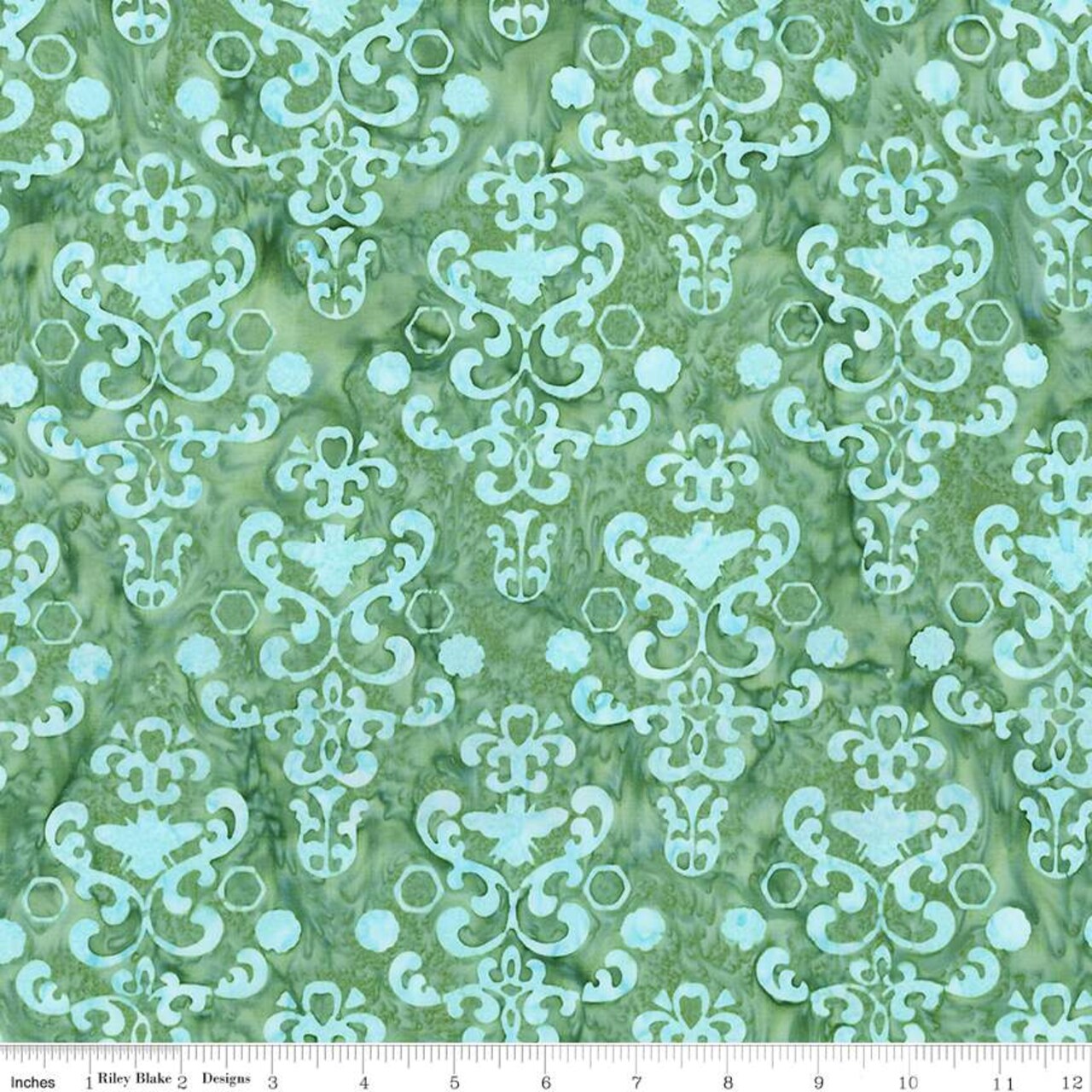 Fabric Riley Blake Winter Mint Expressions Batiks Watercolor Daisies by the Quarter Yard BT23241-280
